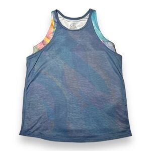 Athleta Girl Perfect Pair Tank Collage Abstract Blue Size Large
